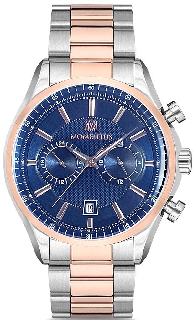 Momentus CC102T-11SR Takvimli 44 mm Gri-Rose Gold Çelik Kordon Analog Kol Saati