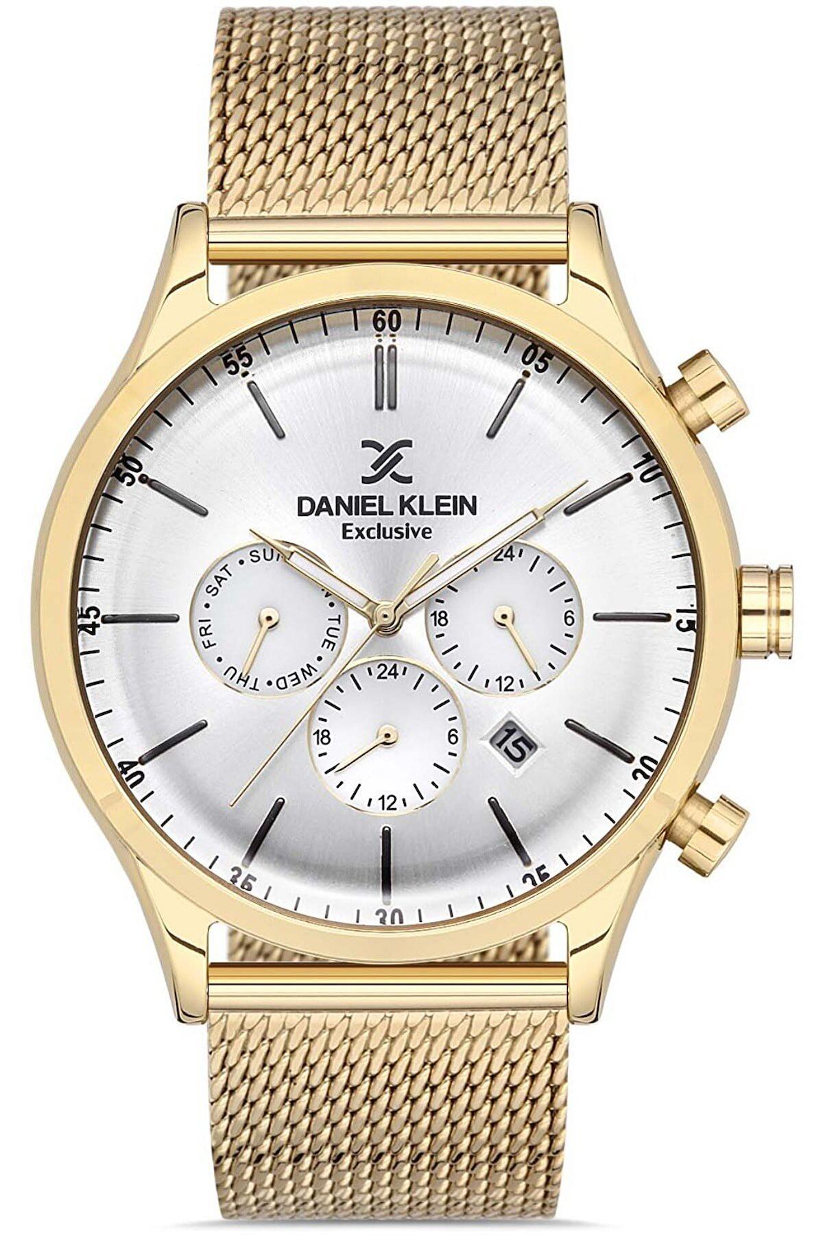 Daniel Klein DK.1.12859.3 Takvimli 43 mm Altın Metal Kordon Analog Kol Saati