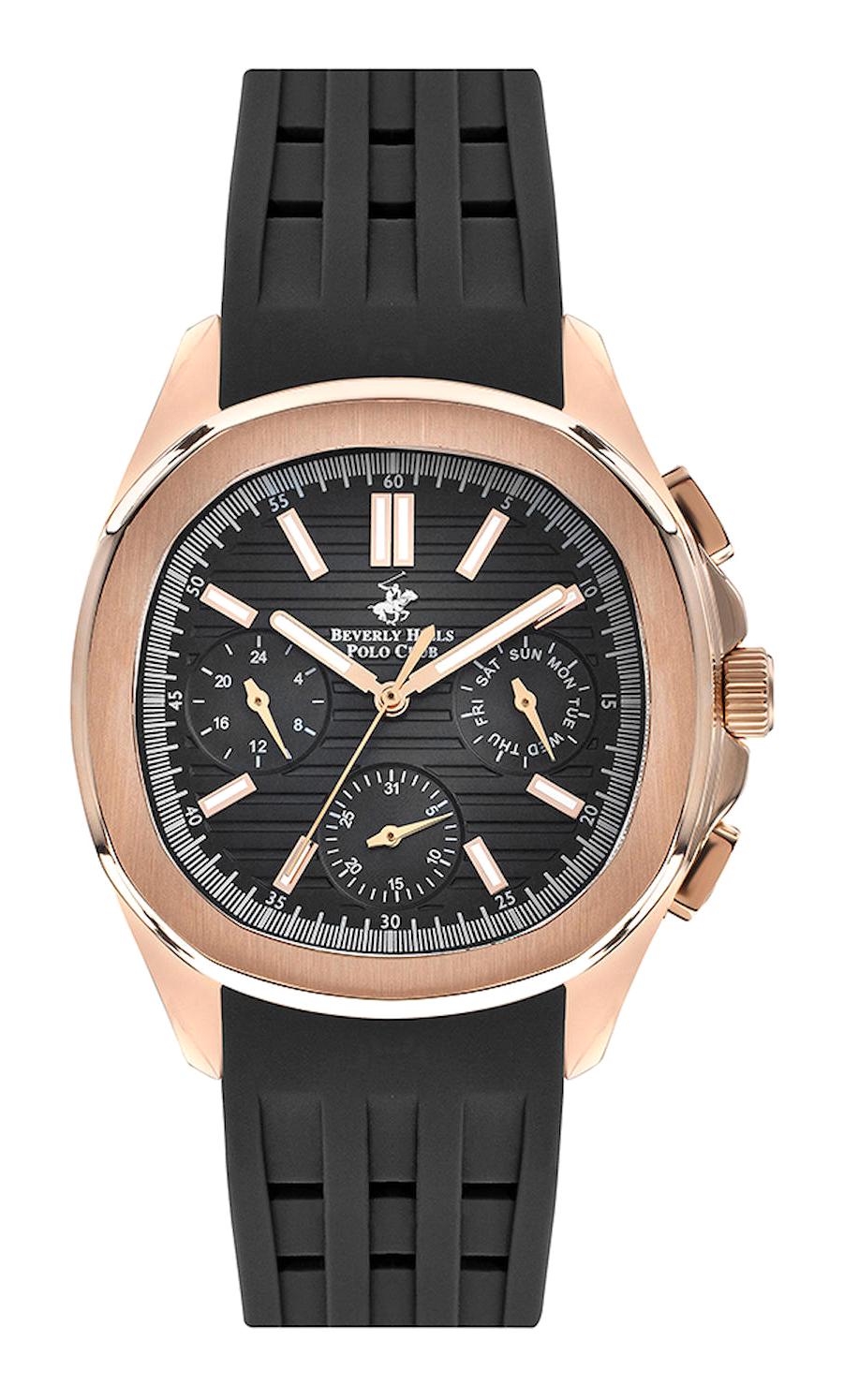 Beverly Hills Polo Club BP3211X451 Takvimli 42 mm Siyah Silikon Kordon Analog Erkek Kol Saati