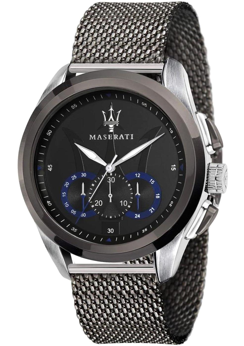 Maserati R8873612006 Takvimli 45 mm Füme Hasır Kordon Analog Erkek Kol Saati