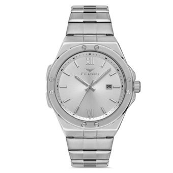 Ferro F11357A-A Takvimli 43 mm Çelik Kordon Analog Erkek Kol Saati