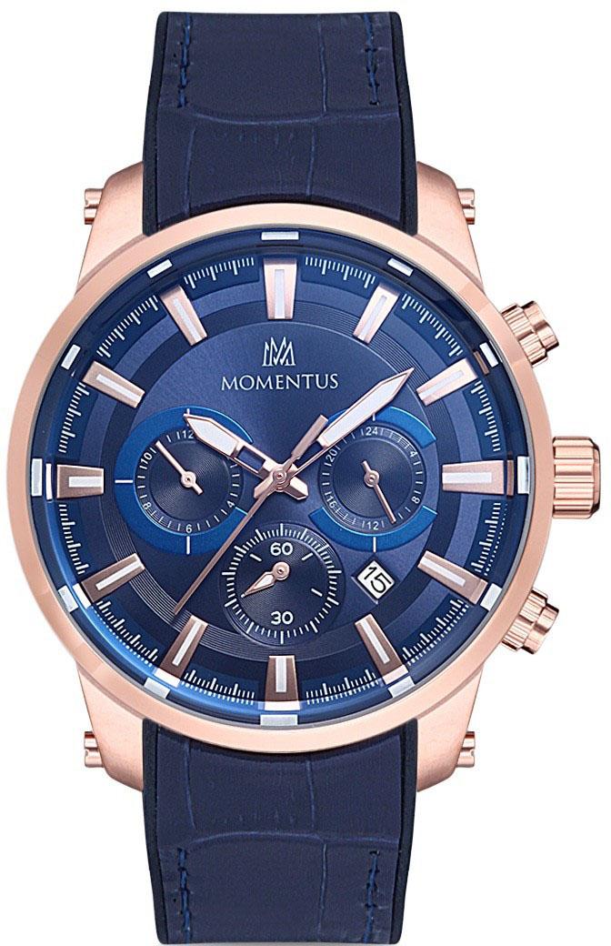 Momentus SC223R-11MR Takvimli 44 mm Lacivert Deri Kordon Analog Kol Saati