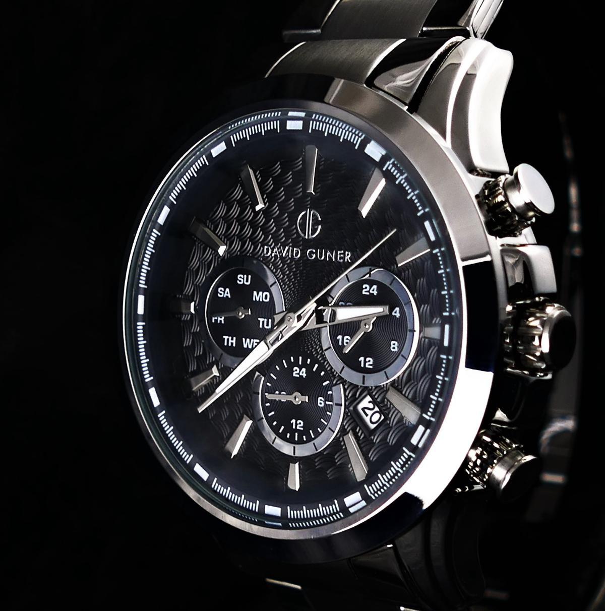 David Guner DG8226GA-A2 Takvimli 44 mm Siyah Çelik Kordon Analog Kol Saati