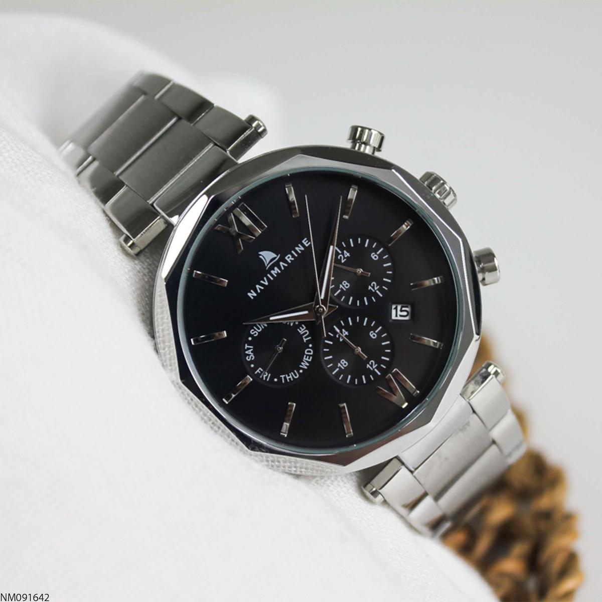 Navimarine NM091642 Takvimli 44 mm Çelik Kordon Analog Erkek Kol Saati