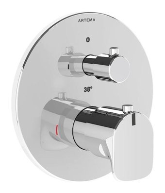 Artema Root Round A42694 Pirinç Çiftli Ankastre Banyo Bataryası Gri