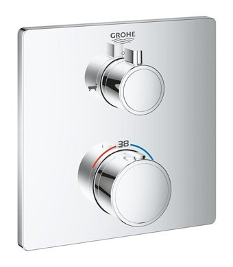 Grohe Grohtherm 24080000 Krom Çiftli Dereceli Ankastre Kare Banyo Bataryası Gri