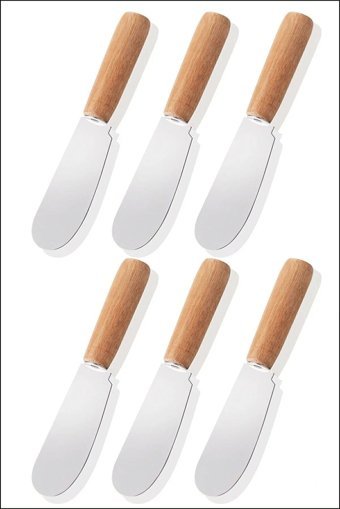AKDAG HOME 6'lı Bambu Saplı Kahvaltılık Tereyağ Reçel Bıçağı,6'lı Kahvaltılık Bıçak Seti