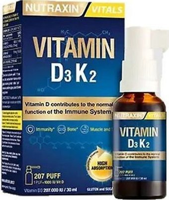 Nutraxin Vitals D3 K2 Portakallı Yetişkin Vitamin 30 ml