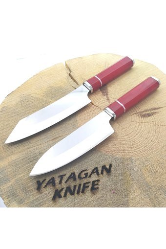 göcen Profesyonel Santoku Şef Bıçağı Seti 2'li , Mutfak Bıçağı, Isme Özel Kişiselleştirilebilir Hediye