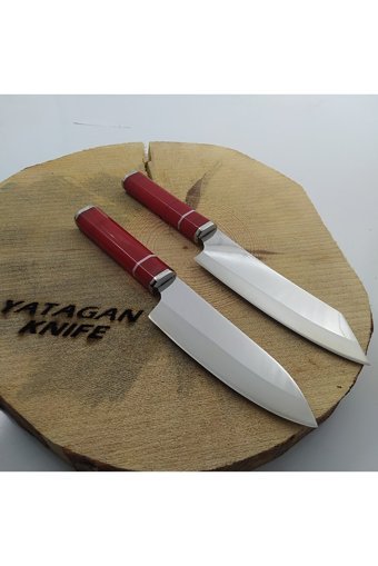 göcen Profesyonel Santoku Şef Bıçağı Seti 2'li , Mutfak Bıçağı, Isme Özel Kişiselleştirilebilir Hediye
