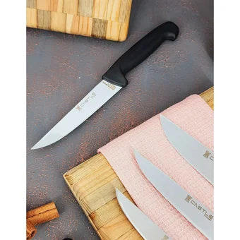 Castle Kitchen Black Serisi 6'lı Mutfak Bıçak Seti Standlı