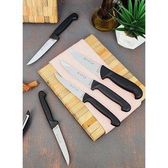 Castle Kitchen Black Serisi 6'lı Mutfak Bıçak Seti Standlı