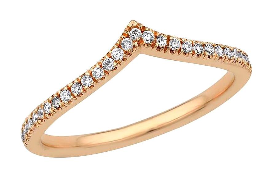 İryum Beyaz Taşlı 14 Ayar Rose Gold Altın Yüzük