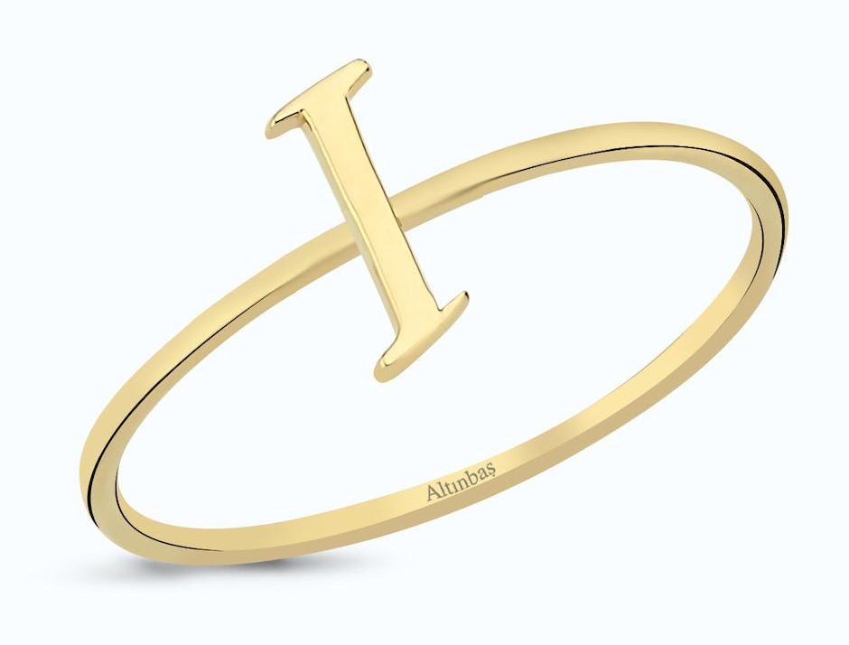 Altınbaş Beyaz I Harfli Rose Gold Altın Yüzük