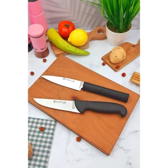 Castle Kitchen Mutfak Bıçak Seti 2 Parça Suşi Bıçağı Et Ekmek Sebze Meyve Doğrama Kesme No :1 - Siyah