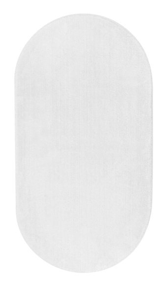 Dijidekor Beyaz 20 mm Peluş Antibakteriyel Yıkanabilir Kalın Kaymaz Dot Taban Oval Makine Dokuma Oturma Odası Halısı 80x150 cm