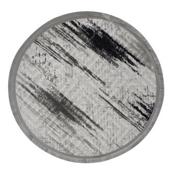 Dijidekor Siyah 20 mm Peluş Yıkanabilir Kaymaz Taban Yuvarlak Makine Dokuma Salon Halısı 100x300 cm