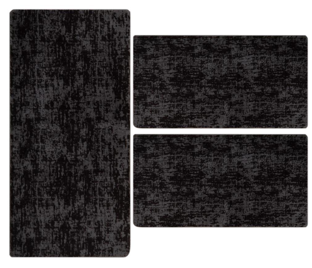 My Evilla Antrasit 10 mm Polyester Leke Tutmaz Yıkanabilir Kalın Kaymaz Jel Taban Oval Makine Dokuma Yatak Odası Halısı 150x230 cm