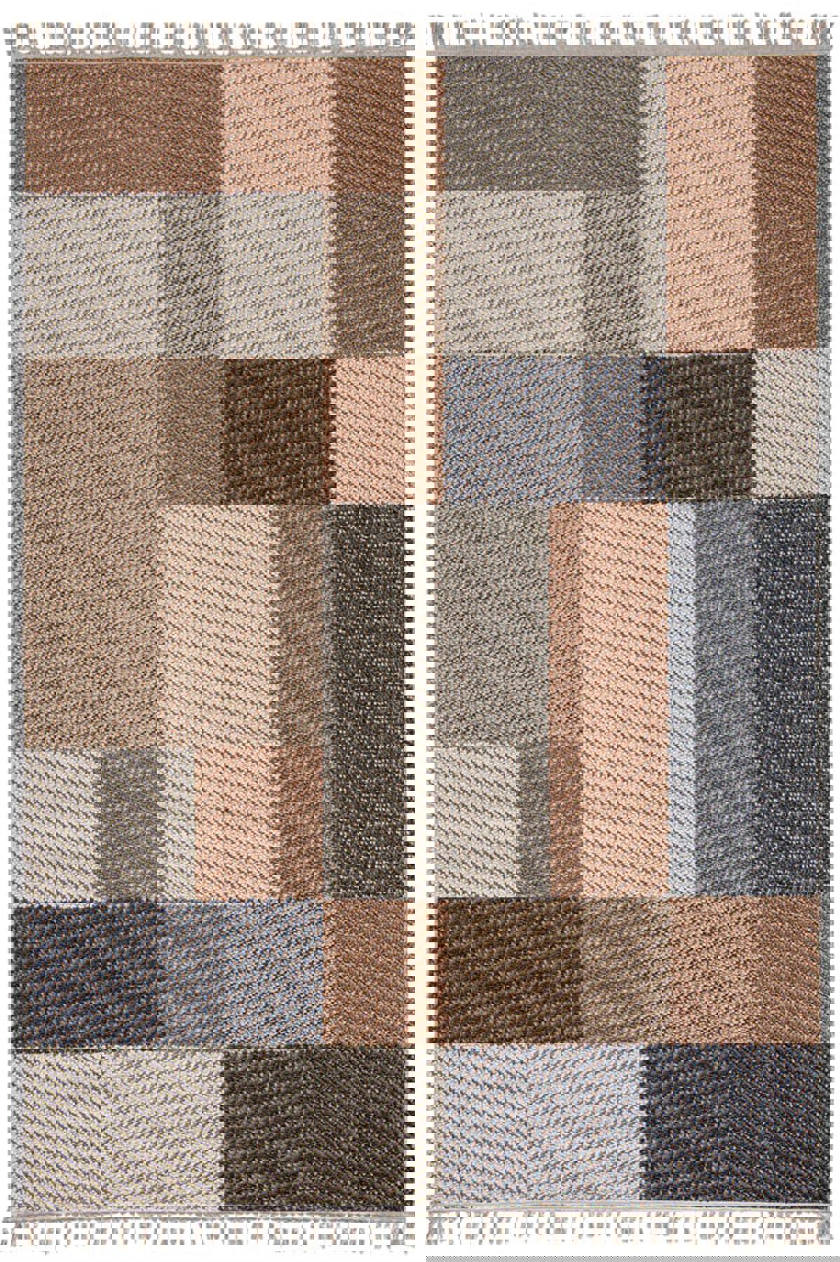 Enti Halı Bukle 1406 Çok Renkli 7 mm Polyester Toz Tutmaz Yıkanabilir Orta Dikdörtgen Makine Dokuma Salon Halısı 120x180 cm