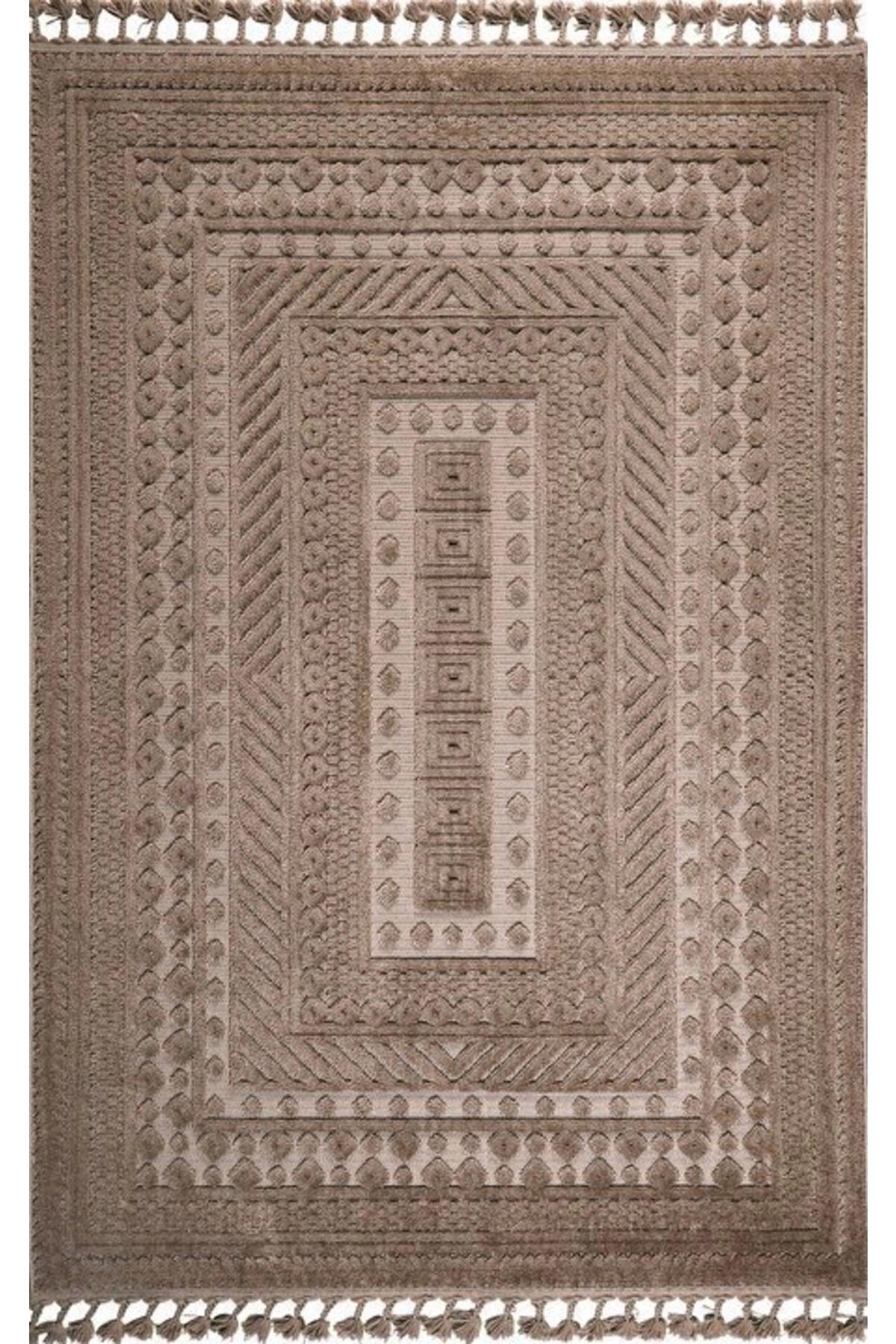 Gümüşsuyu Alvin 12621 Bej Pamuk Yıkanabilir İnce Kaymaz Jüt Taban Dikdörtgen Makine Dokuma Salon Halısı 150x150 cm