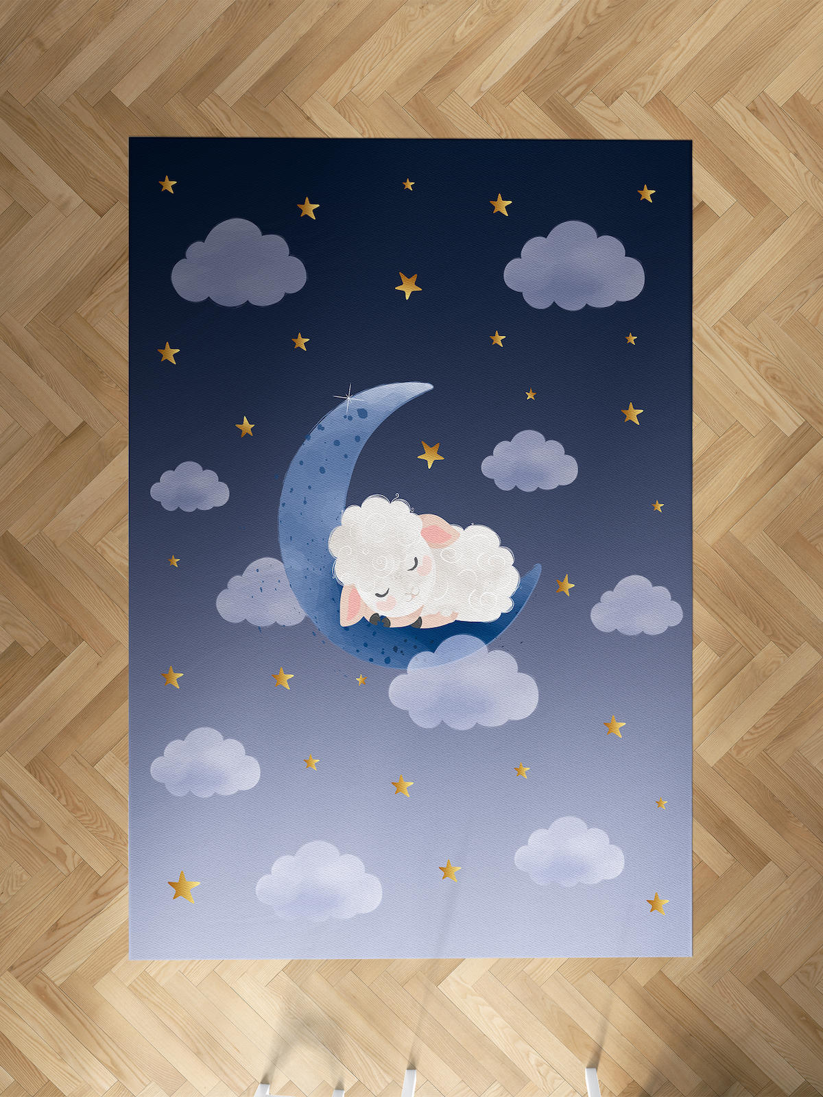 Mekta Home Ay-Kuzu Krem 10 mm Antibakteriyel Yıkanabilir İnce Kaymaz Dot Taban Dikdörtgen Makine Dokuma Çocuk Odası Halısı 140x140 cm