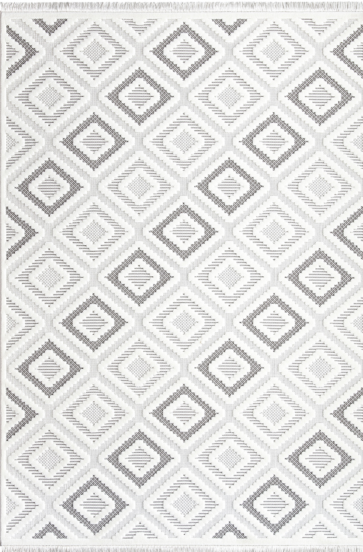İpek Mekik Halı Almond 11403 Krem 10 mm Polyester Toz Tutmaz Yıkanabilir Orta Kaymaz Jüt Taban Geometrik Dikdörtgen Makine Dokuma Antre-Çocuk Odası-Salon-Yatak Odası Halısı 200x290 cm
