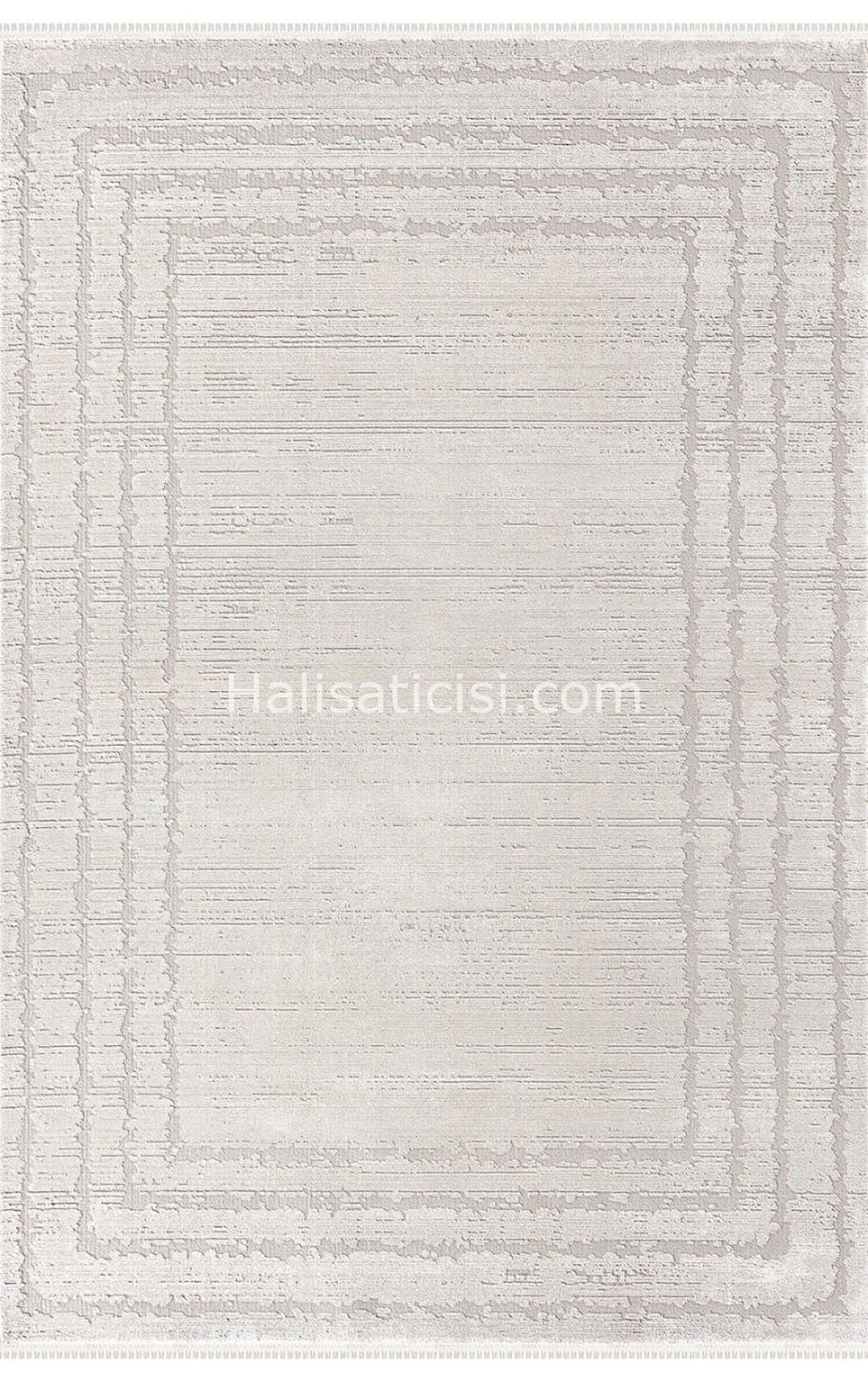Padişah Viva 34669 Krem 8 mm Bambu-Viskon Toz Tutmaz Yıkanabilir İnce Dikdörtgen Makine Dokuma Salon Halısı 100x350 cm
