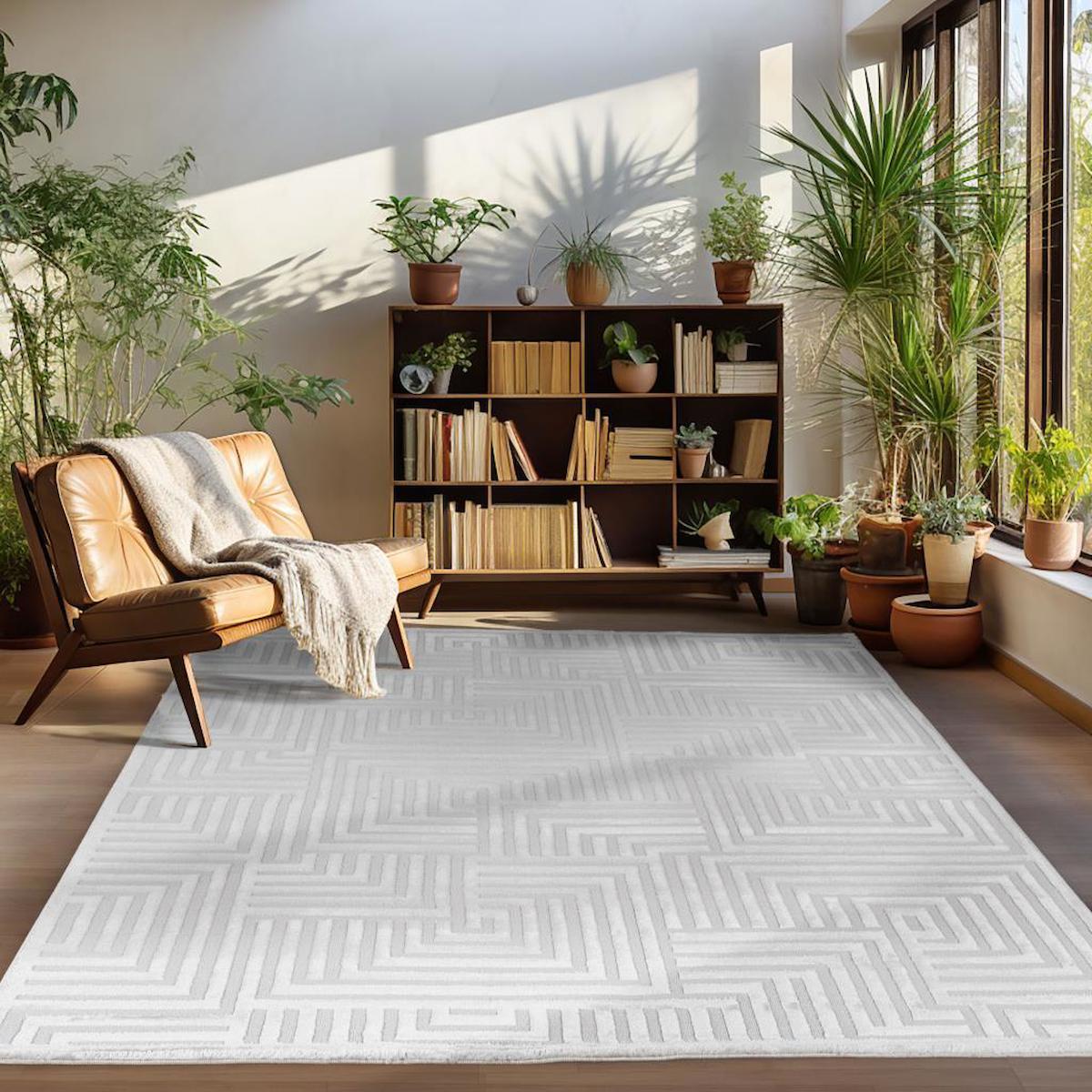 Carpettex Gri 12 mm Polyester Yalıtıma Yardımcı Yıkanabilir Kalın Kaymaz Dikdörtgen Makine Dokuma Salon Halısı 240x340 cm