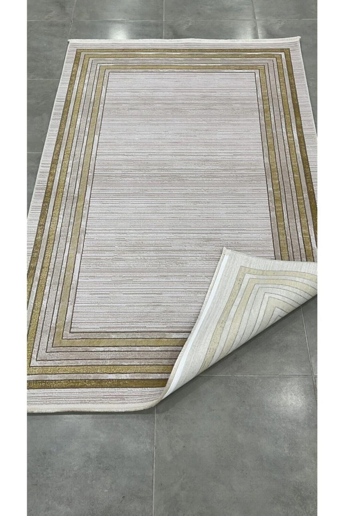 Merinos  Diyez 34930 Krem 12 mm Akrilik Toz Tutmaz Yıkanabilir İnce Kaymaz Dikdörtgen Makine Dokuma Salon Halısı 80x300 cm
