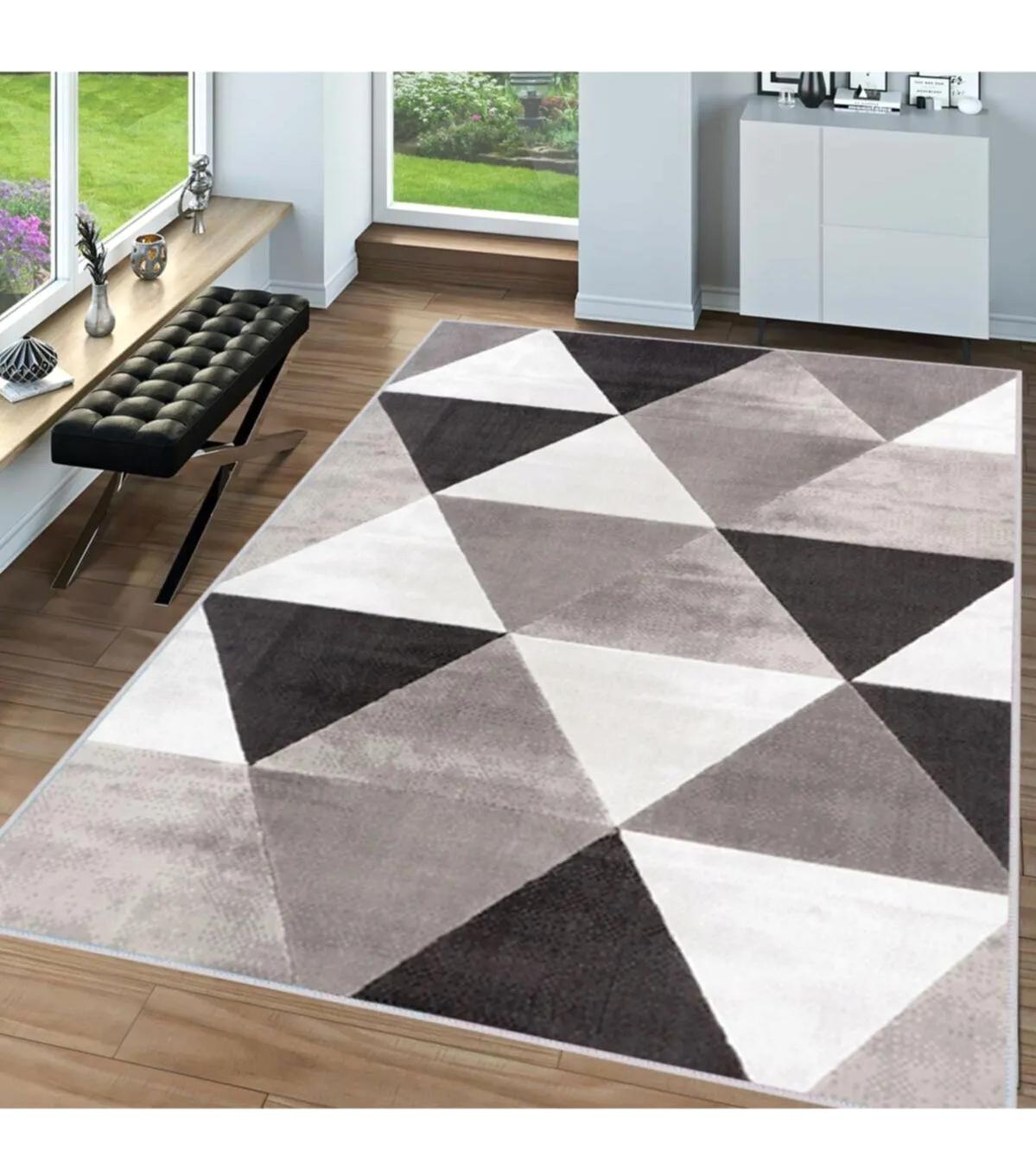 Rovigo Home RVG1583-HY1194 Gri 8 mm Polyester Antibakteriyel-Leke Tutmaz-Toz Tutmaz Yıkanabilir İnce Kaymaz Dot Taban Dikdörtgen Makine Dokuma Salon Halısı 80x250 cm