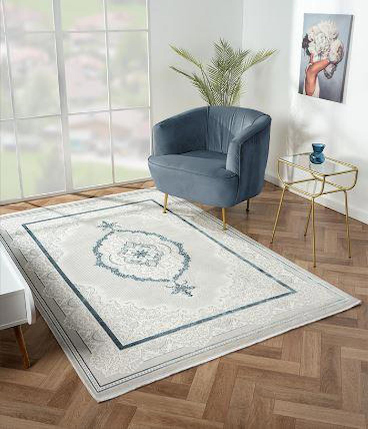 Çam Halı Nordic NX002A Lacivert 6 mm Polyester Silinebilir Yıkanabilir Orta Dikdörtgen Makine Dokuma Salon Halısı 160x230 cm