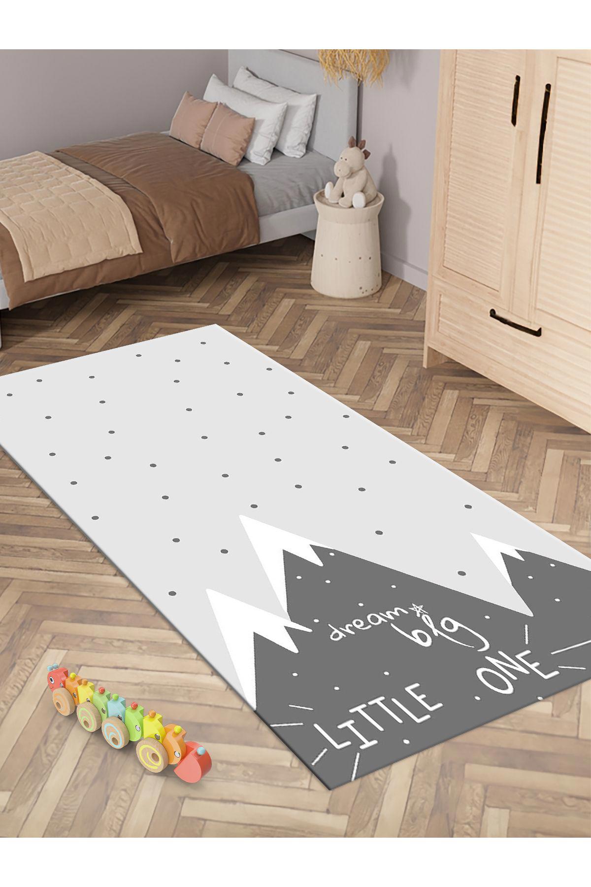 İnspira Krem 12 mm Polyester Antialerjenik Yıkanabilir Orta Kaymaz Dot Taban Dikdörtgen Makine Dokuma Çocuk Odası Halısı 160x230 cm