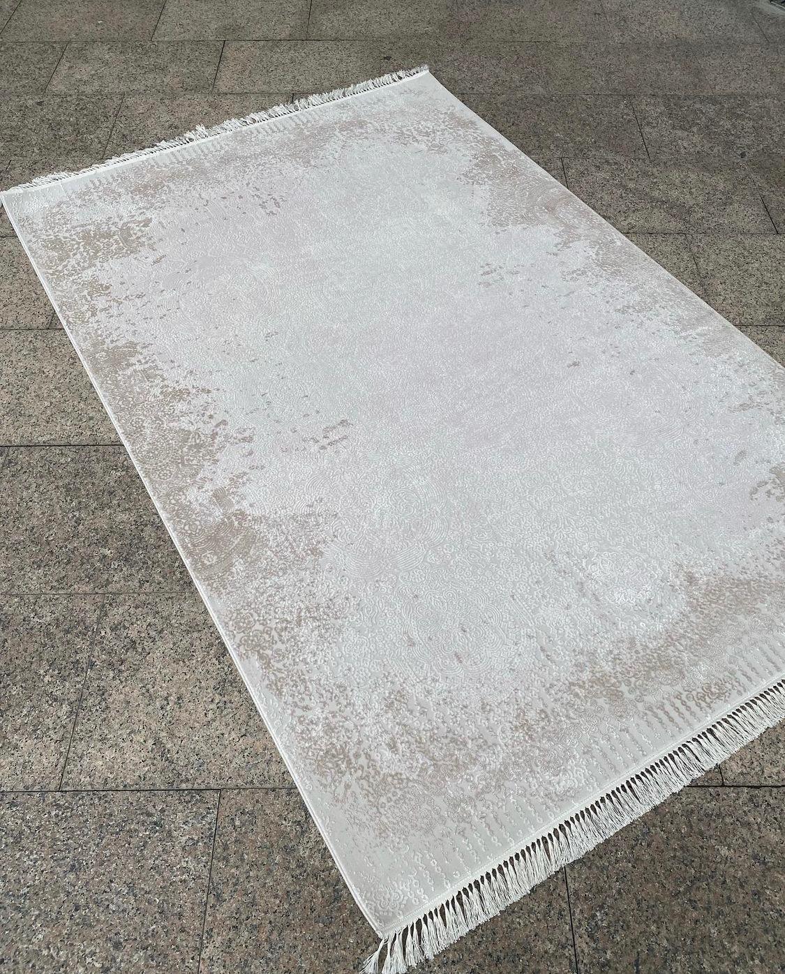 Gabardin Halı Krem 5 mm Bambu Yıkanabilir İnce Kaymaz Jüt Taban Dikdörtgen Makine Dokuma Salon Halısı 120x180 cm