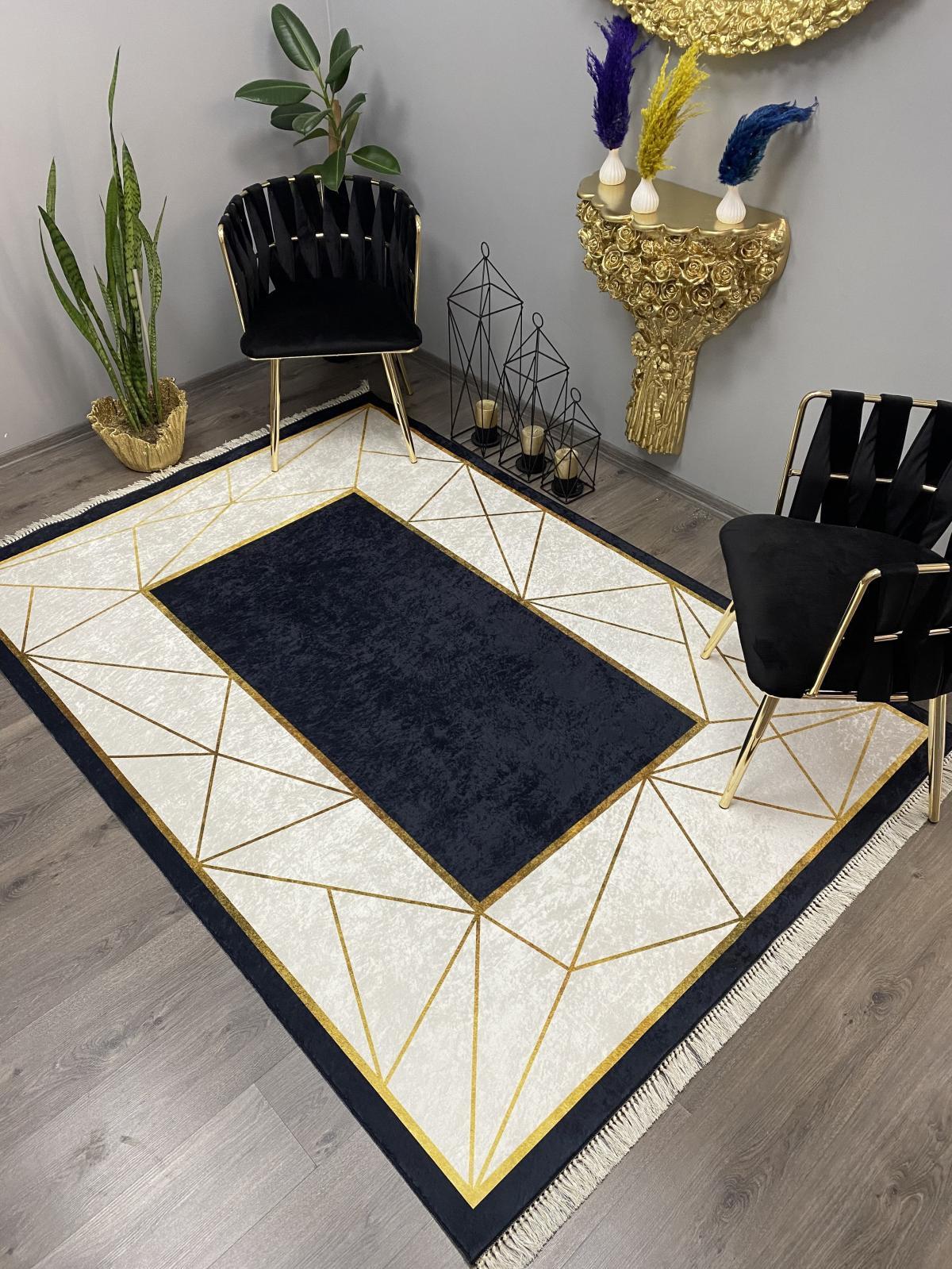 Halı Furyası Çok Renkli Pamuk Yıkanabilir İnce Kaymaz Jüt Taban Dikdörtgen Makine Dokuma Salon Halısı 80x120 cm
