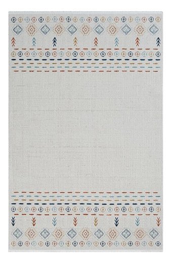 Kreasyon Halı HL001 Krem Polyester Yıkanabilir Kalın Pamuk Taban Dikdörtgen Makine Dokuma Salon Halısı 160x230 cm