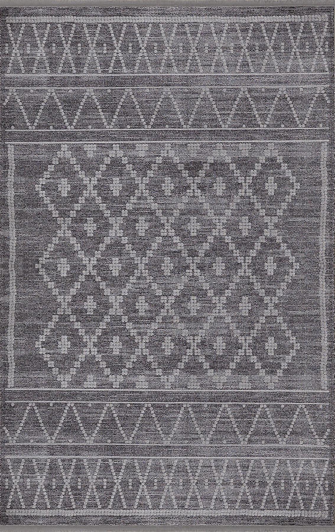 Merinos Therapy 36130 Gri 12 mm Viskon Yumuşak Yıkanabilir Kalın Kaymaz Dot Taban Dikdörtgen Makine Dokuma Salon Halısı 100x100 cm