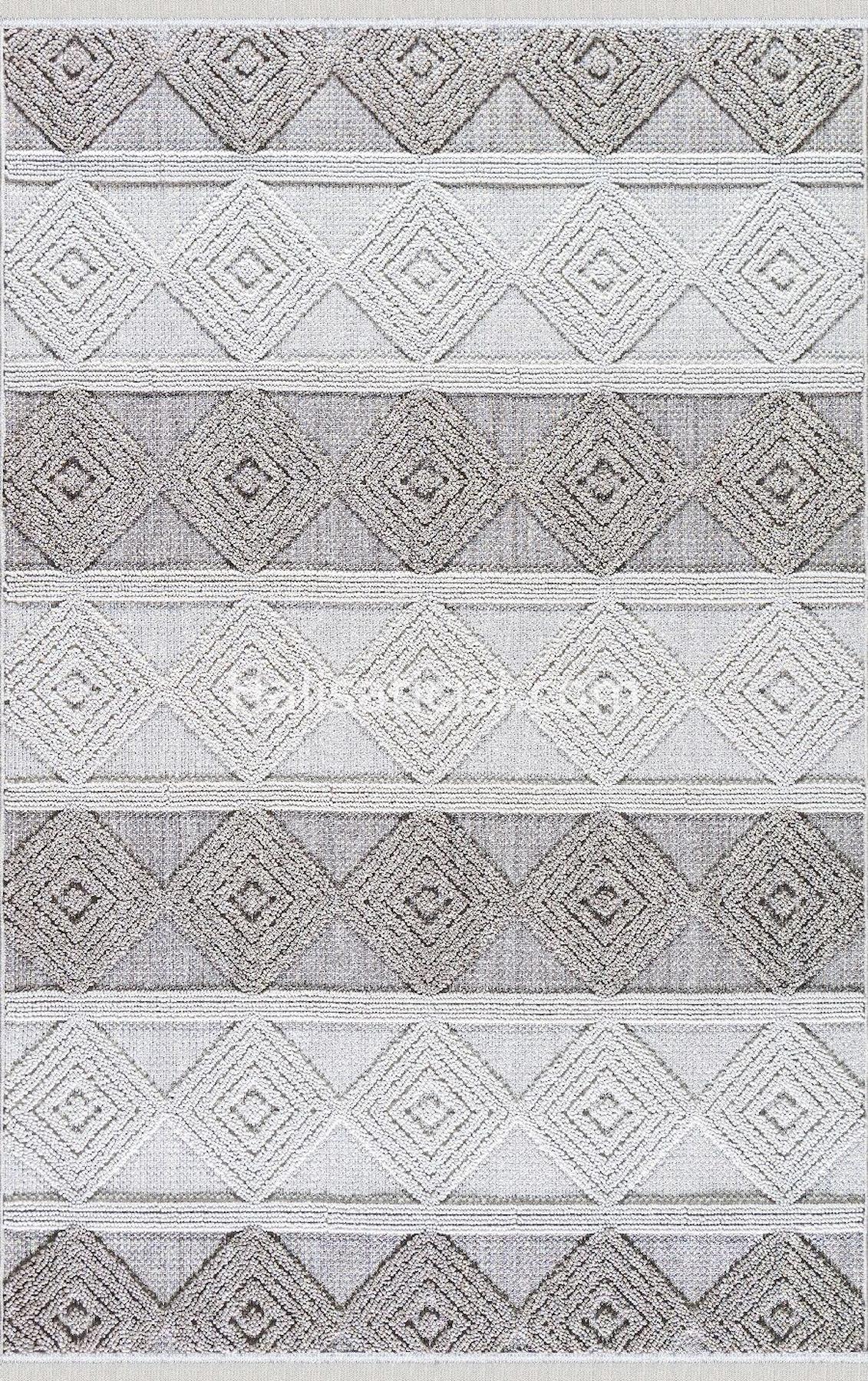 Padişah Ferida 61578 Krem 2 mm Polyester Toz Tutmaz Yıkanabilir İnce Dikdörtgen Makine Dokuma Salon Halısı 100x200 cm