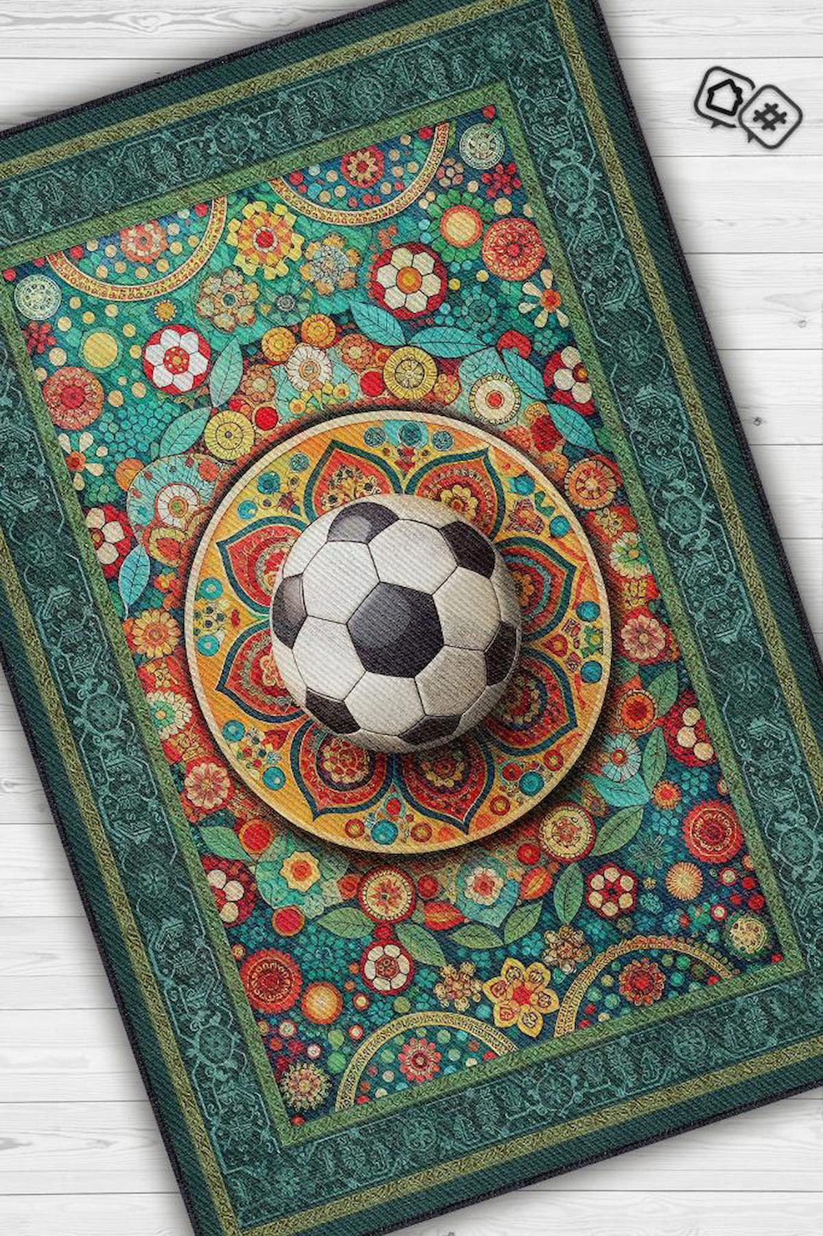 Homshtag Futbol Krem 4 mm Pamuk Antistatik Yıkanabilir İnce Kaymaz Dikdörtgen Makine Dokuma Salon Halısı 100x200 cm