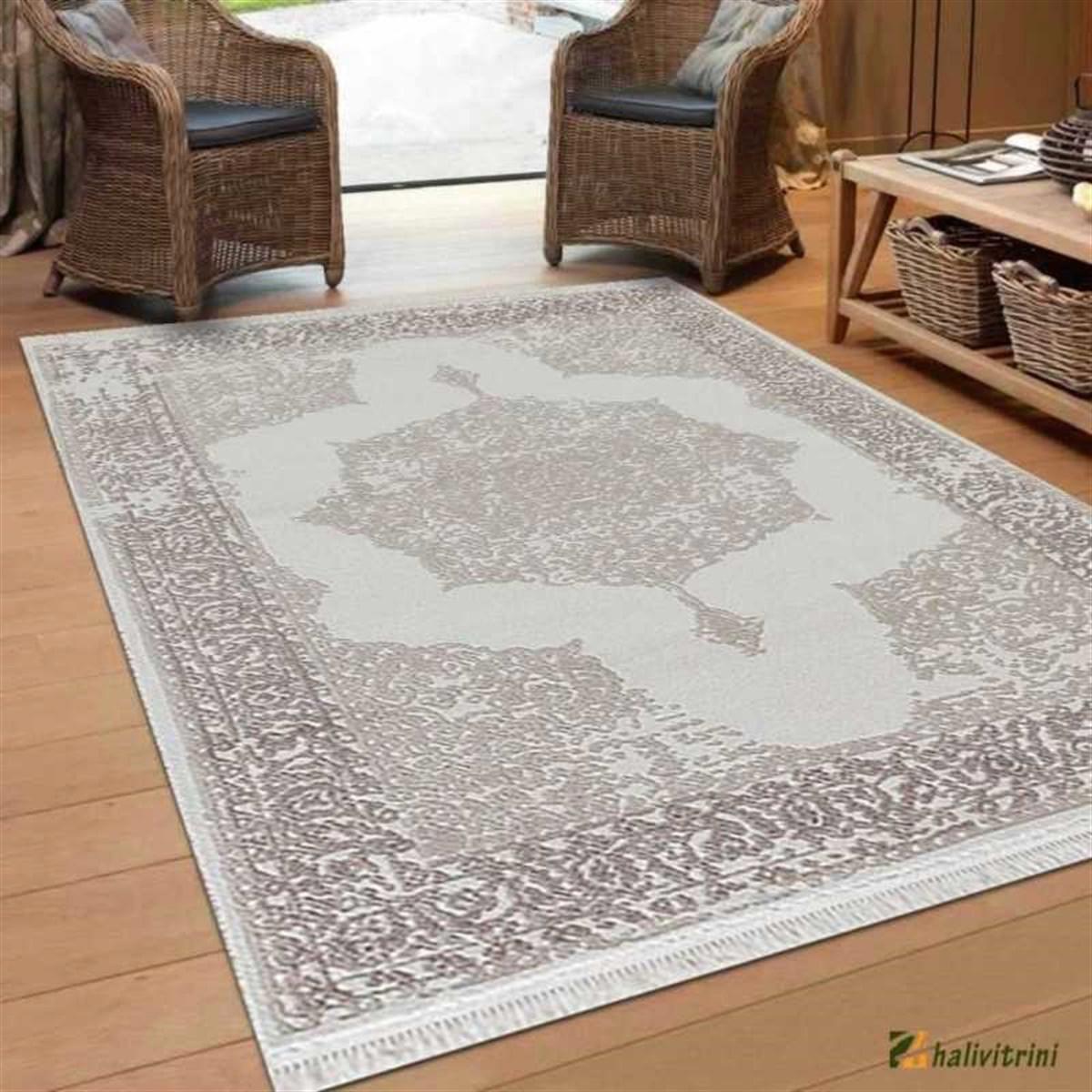 Efsane Halı Ihlara HR011060 Vizon 11 mm Akrilik Silinebilir Yıkanabilir Orta Kaymaz Dikdörtgen Makine Dokuma Oturma Odası Halısı 180x180 cm