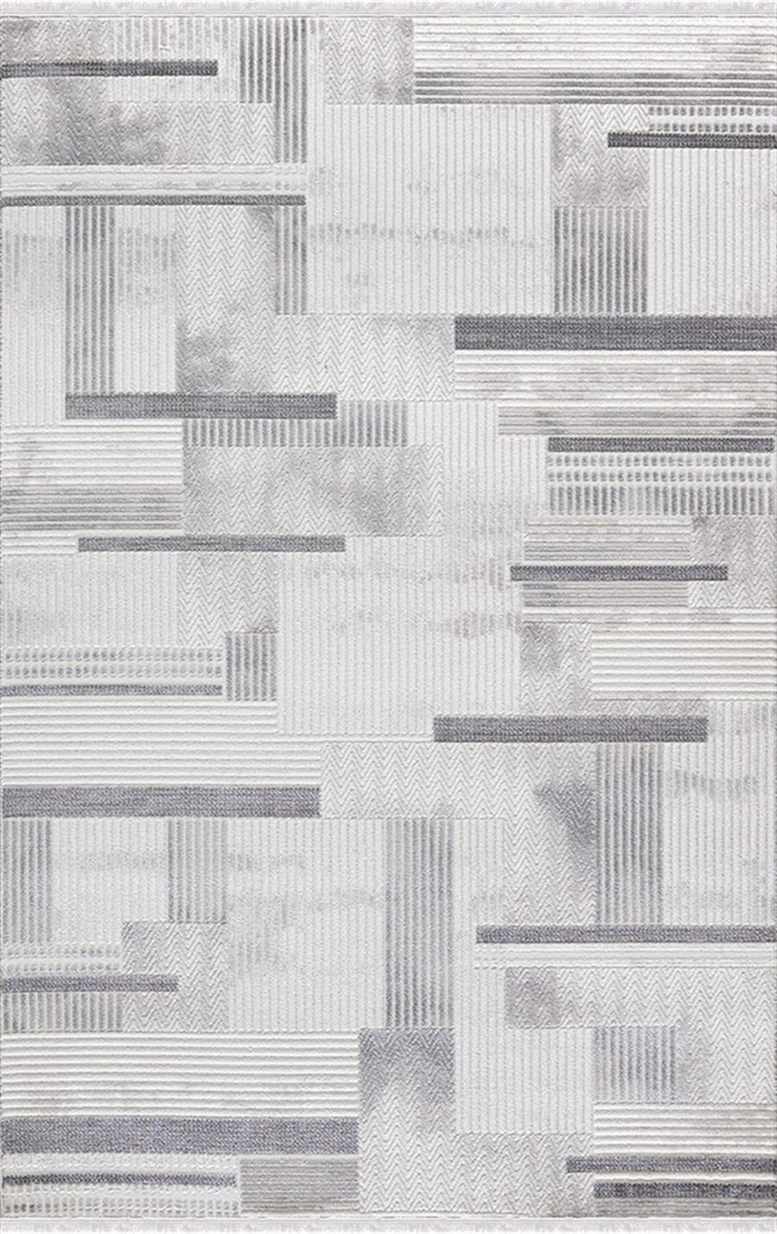 Merinos Diyez 39140 Gri 9 mm Akrilik Yıkanabilir İnce Kaymaz Dikdörtgen Makine Dokuma Salon Halısı 60x200 cm