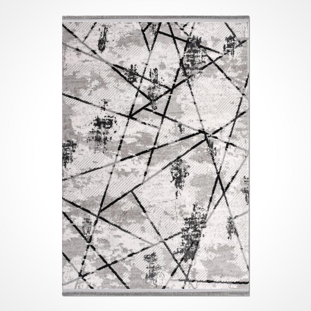 Dekozer Antrasit 8 mm Pamuk Toz Tutmaz Yıkanabilir İnce Kaymaz Taban Dikdörtgen Makine Dokuma Salon Halısı 100x200 cm