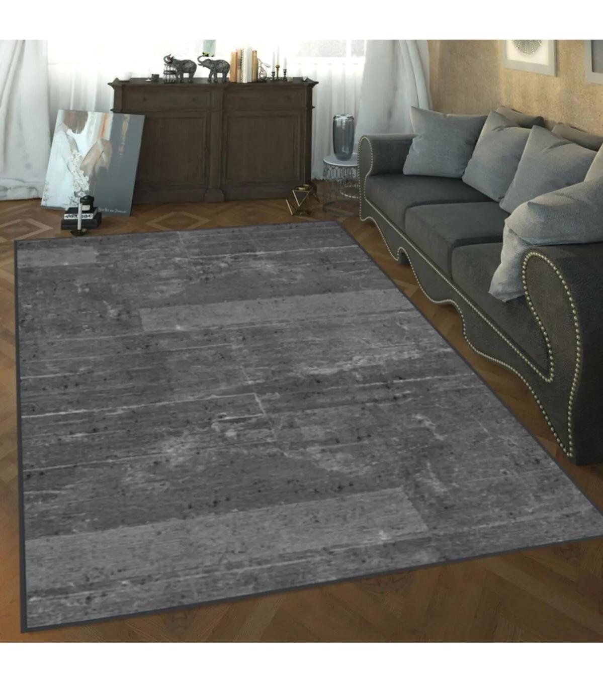 Rovigo Home RVG1342-HT225 Gri 8 mm Polyester Antibakteriyel-Leke Tutmaz-Toz Tutmaz Yıkanabilir İnce Kaymaz Dot Taban Dikdörtgen Makine Dokuma Salon Halısı 80x120 cm