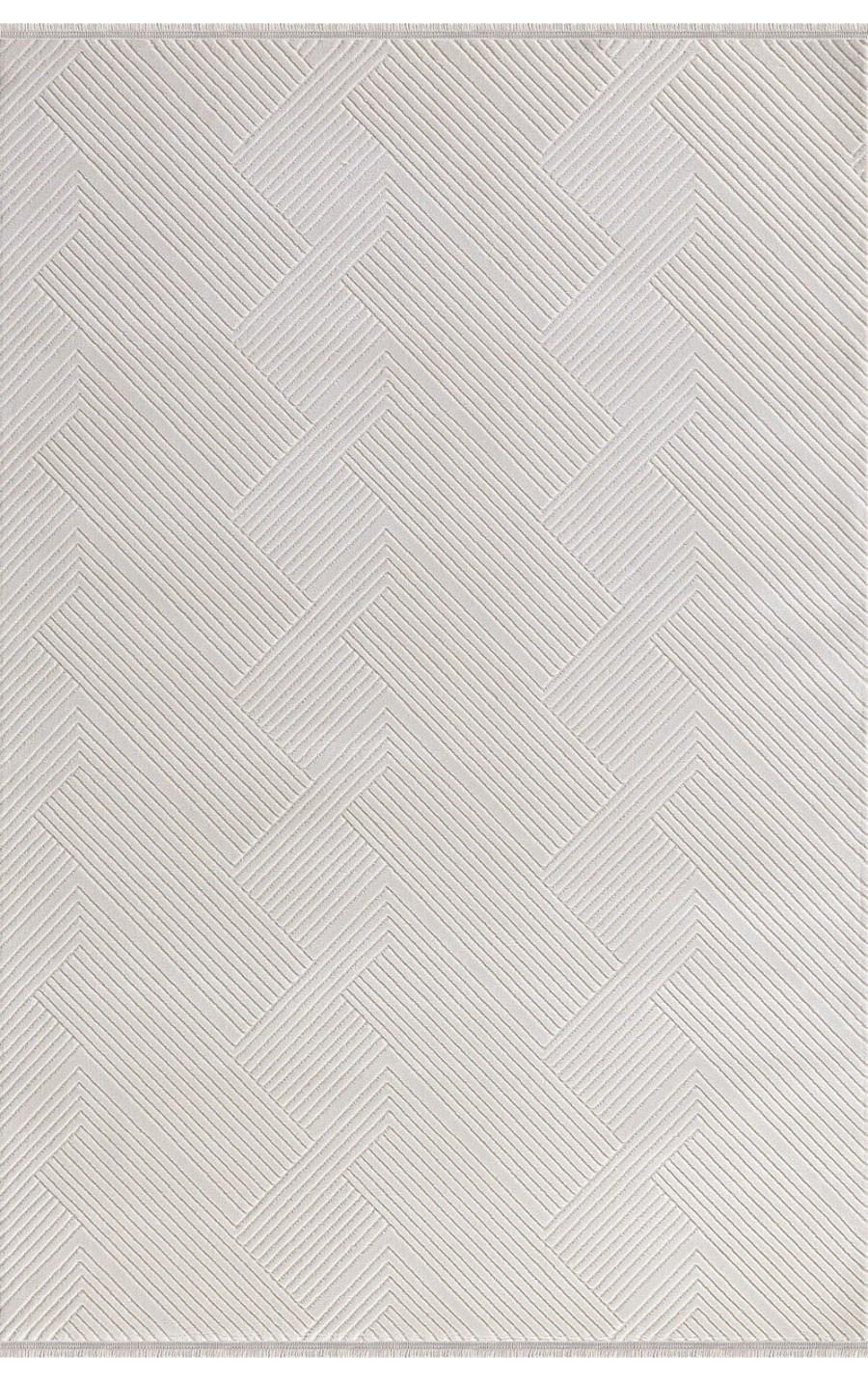 Padişah Eternity Beyaz 11 mm Akrilik Yıkanabilir İnce Kaymaz Dikdörtgen Makine Dokuma Salon Halısı 80x150 cm