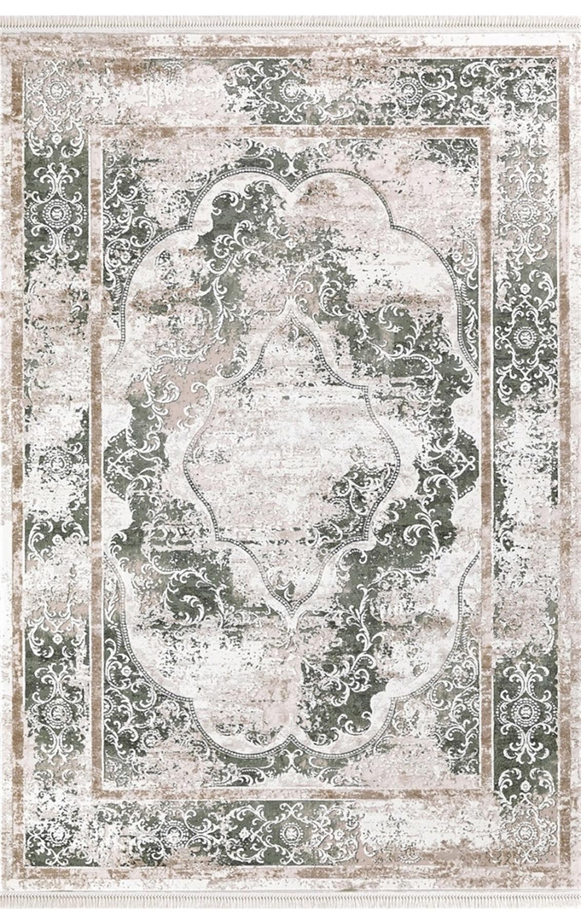 Dinarsu Arora 31889 Yeşil 11 mm Akrilik Silinebilir Yıkanabilir Orta Kaymaz Dikdörtgen Makine Dokuma Oturma Odası Halısı 120x180 cm