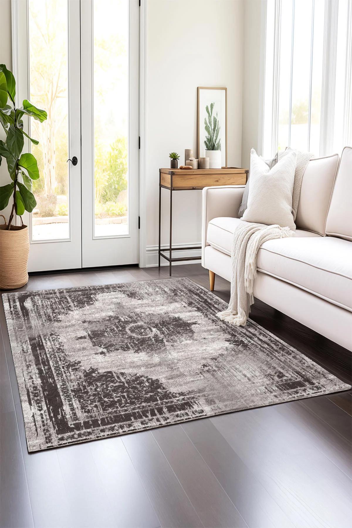 Comotex Krem 7 mm Polyester Antibakteriyel Yıkanabilir Kalın Kaymaz Taban Dikdörtgen Makine Dokuma Salon Halısı 100x600 cm