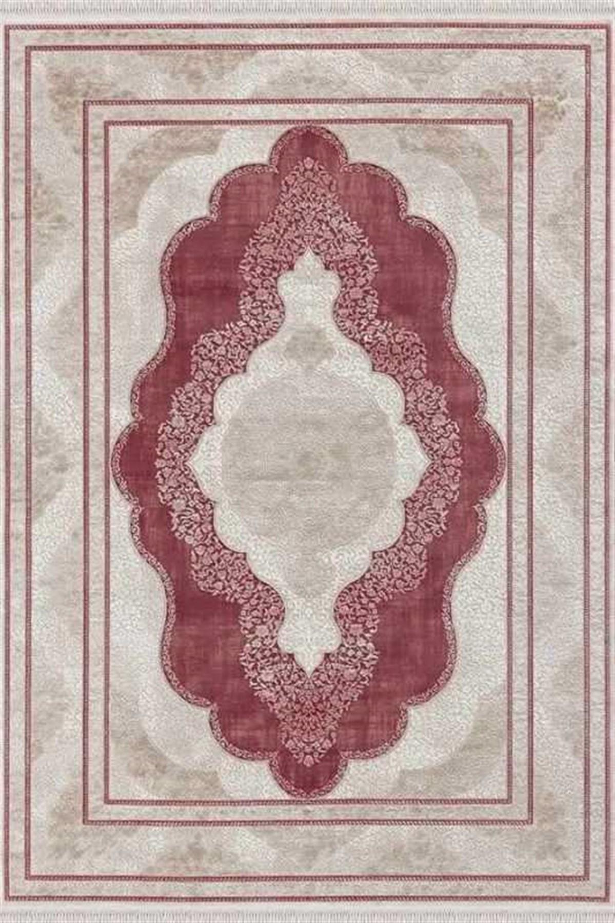 Merinos Rodin 19772 Krem 8 mm Akrilik Toz Tutmaz Yıkanabilir Kalın Kaymaz Dikdörtgen Makine Dokuma Salon Halısı 80x300 cm