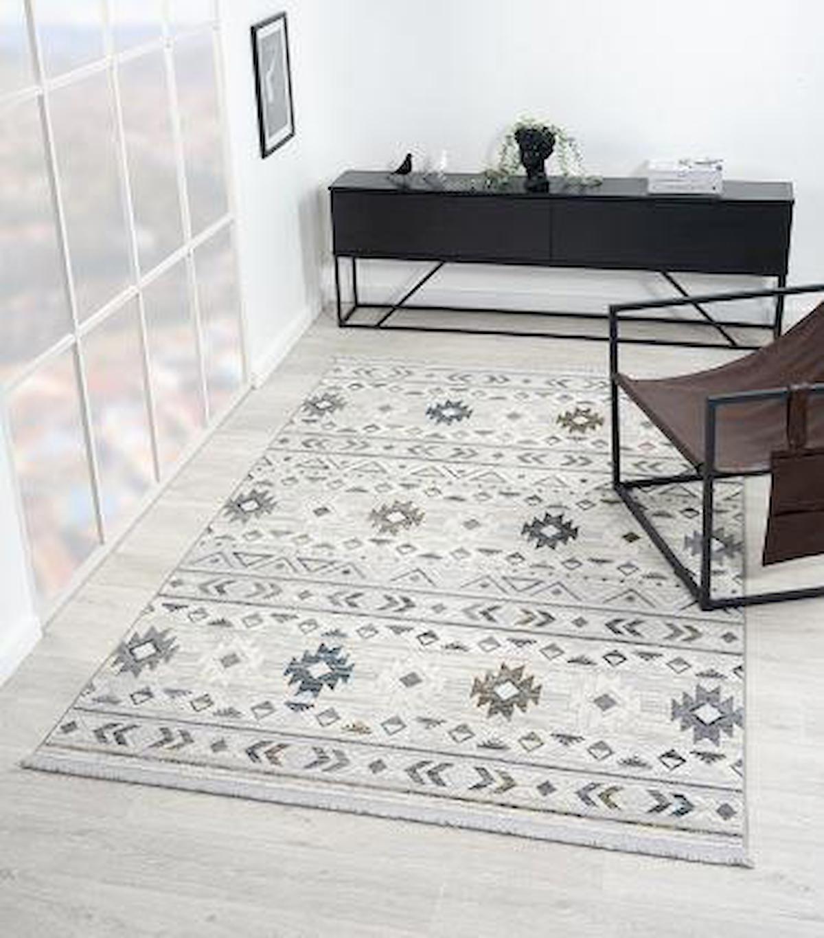 Çam Halı London LY001G Lacivert 6 mm Polyester Silinebilir Yıkanabilir Orta Dikdörtgen Makine Dokuma Salon Halısı 120x180 cm