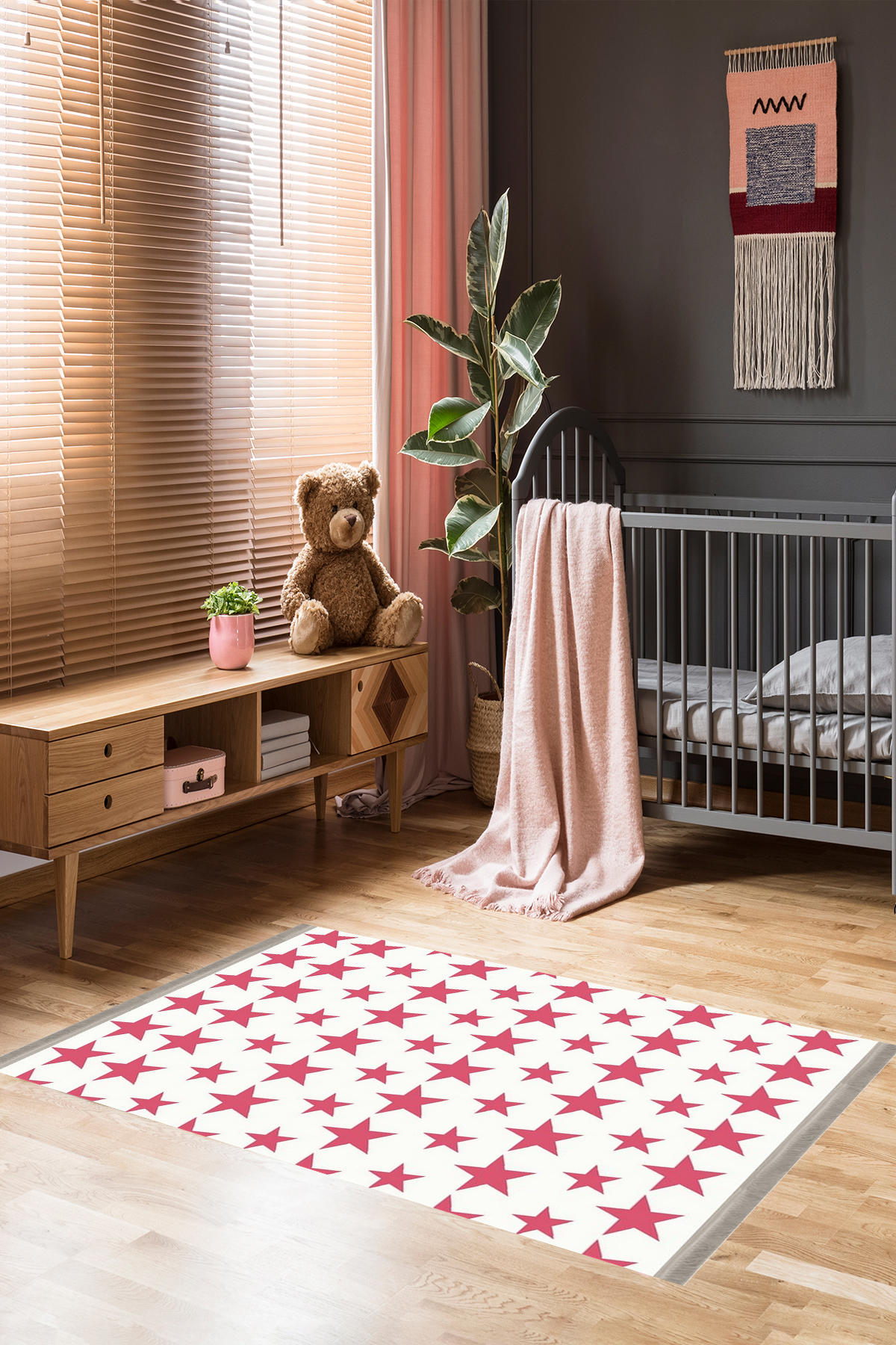 Homier Collection H-CK-10115A Krem 9 mm Pamuk Antibakteriyel Yıkanabilir Orta Kaymaz Dikdörtgen Makine Dokuma Çocuk Odası Halısı 100x200 cm