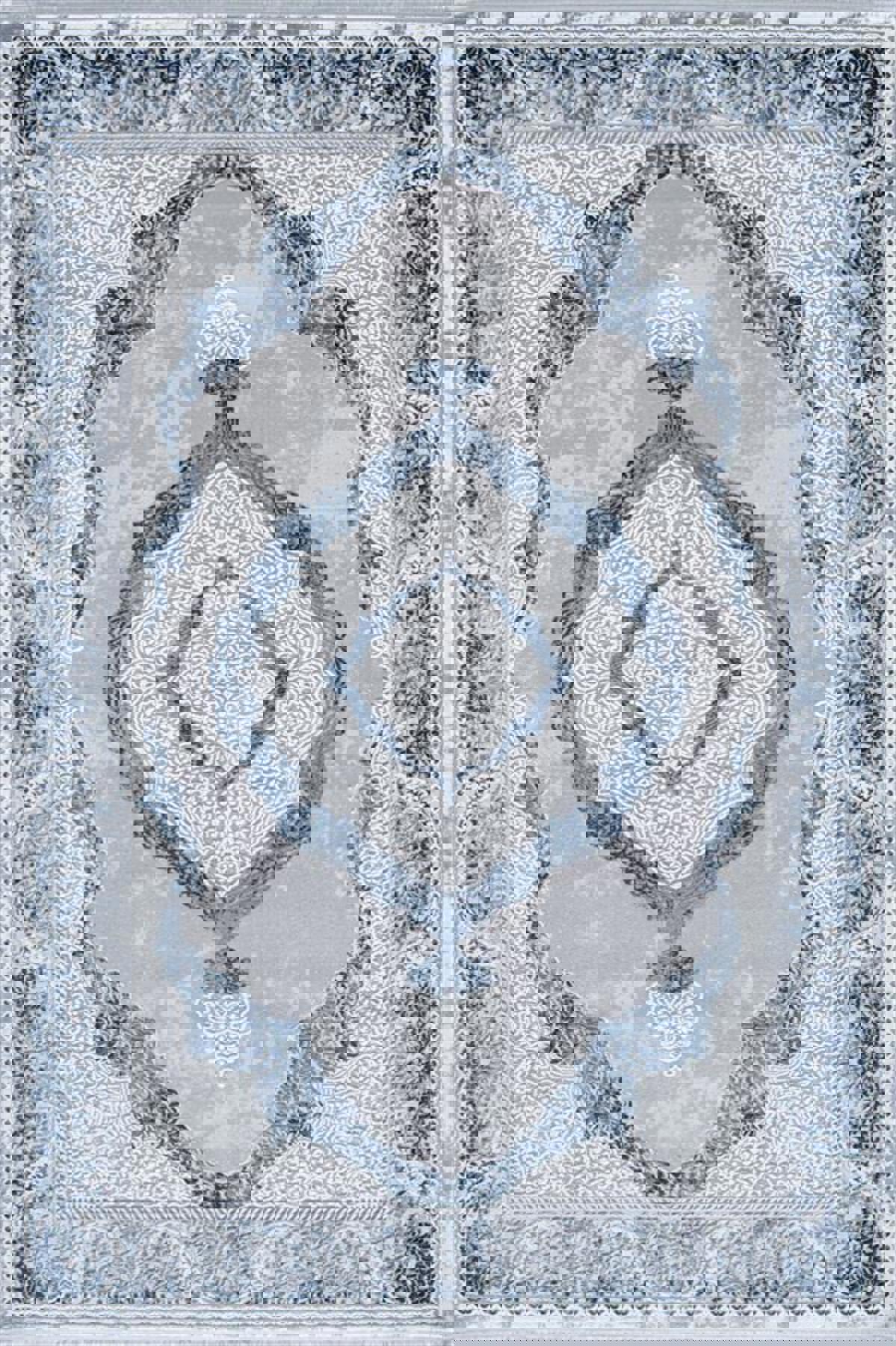 Enti Halı Miras 6801 Mavi 11 mm Akrilik Silinebilir Yıkanabilir Orta Dikdörtgen Makine Dokuma Salon Halısı 80x150 cm