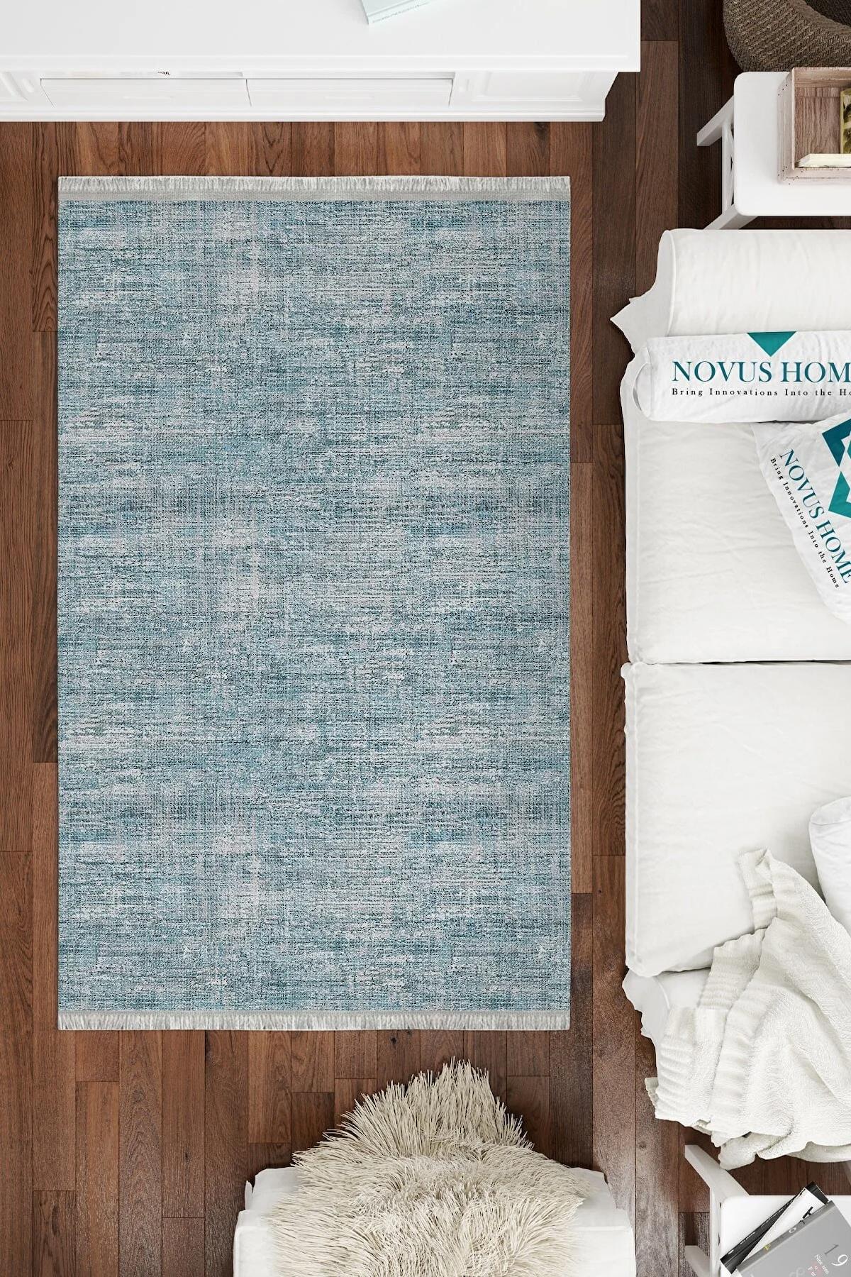 Novus Home Punto Serisi Çok Renkli 7 mm Polyester Antibakteriyel-Toz Tutmaz-Yalıtıma Yardımcı Yıkanabilir İnce Kaymaz Taban Dikdörtgen Makine Dokuma Antre-Salon-Yatak Odası Halısı 120x200 cm